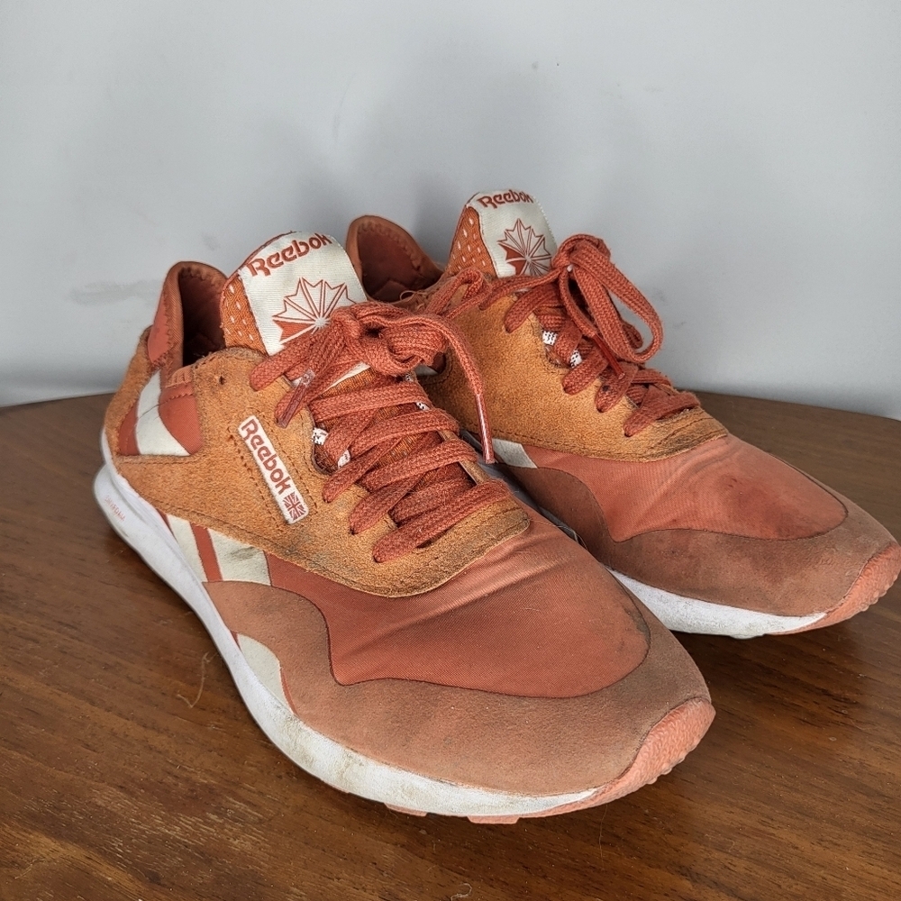 Reebok Orange White Womens Casual Sneakers Size 9